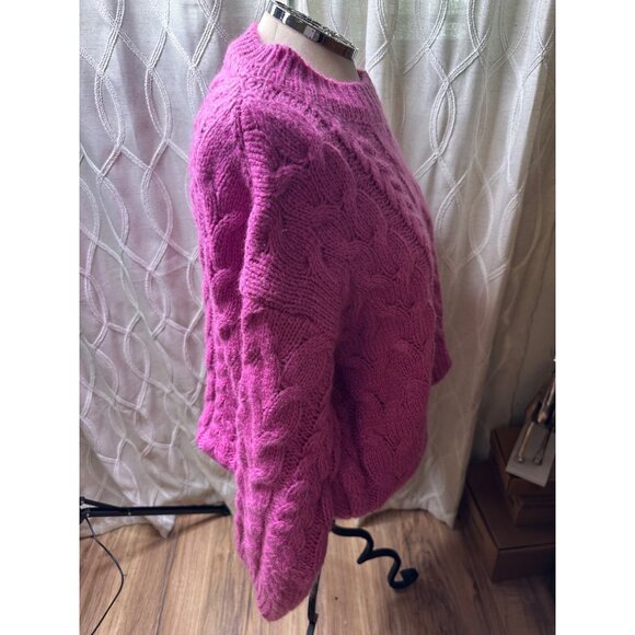 Oversized Chunky Cable Knit Sweater Cotton Blend Goodnight Macaroon O/S Comfy - Picture 3 of 13